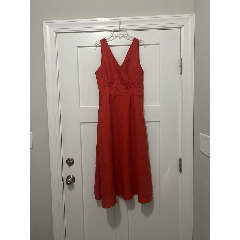 Women's Cynthia Rowley Red Linen Sleeveless dress size 8 Tomato Girl Patriotic